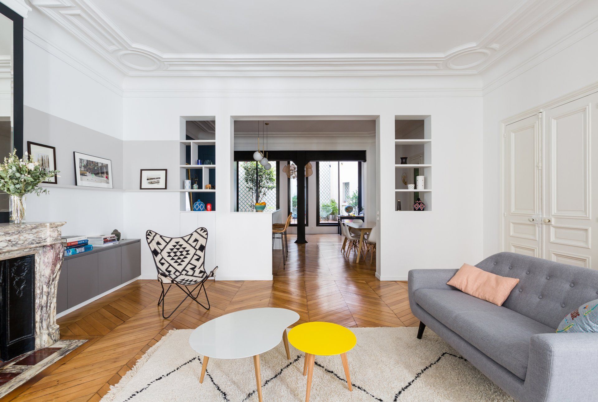 AXIOME Interior Design, architecte d'intérieur Paris, appartement haussmannien, séjour, avant après