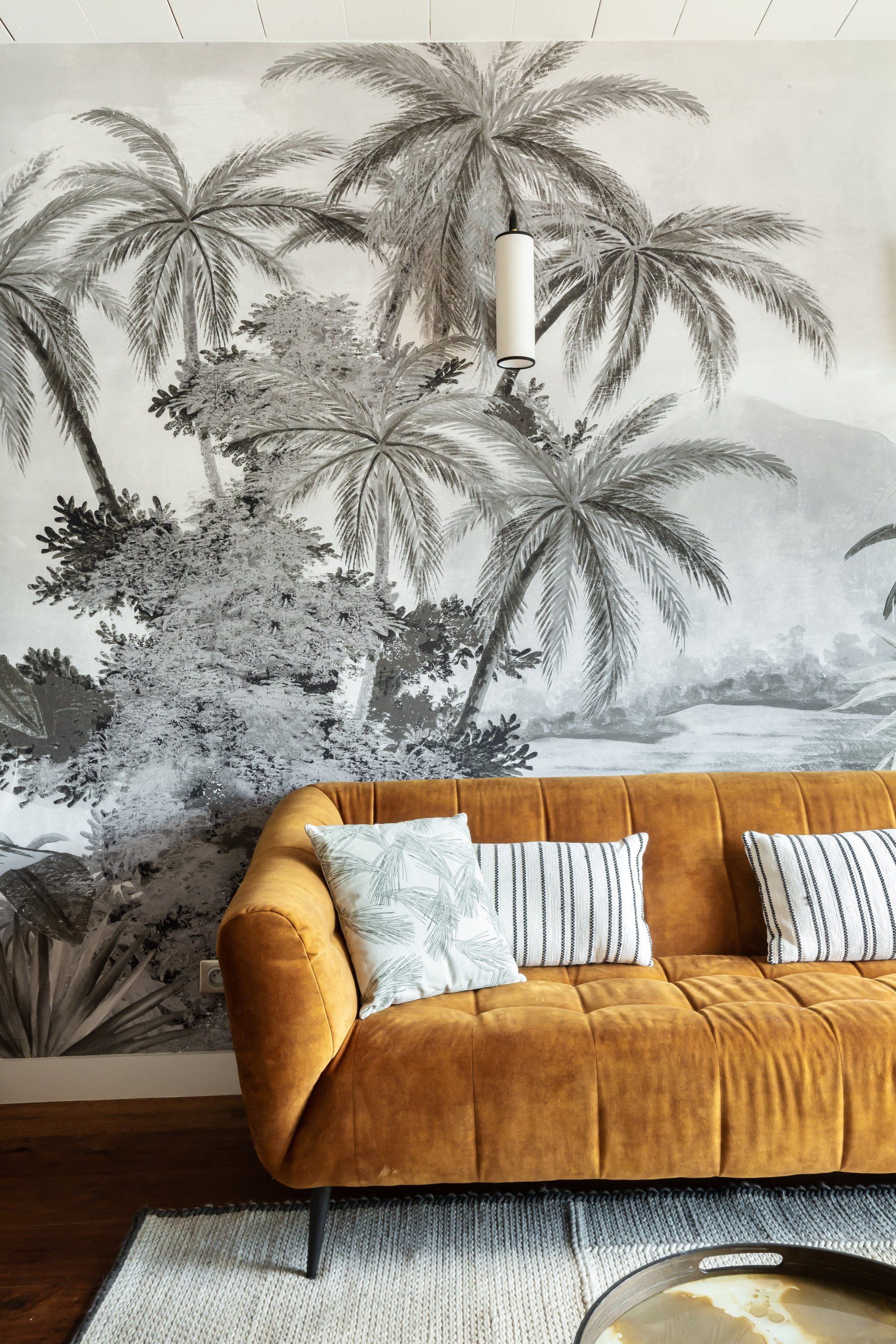 AXIOME Interior Design, architecte d'intérieur paris, papier peint panoramique, canapé, séjour