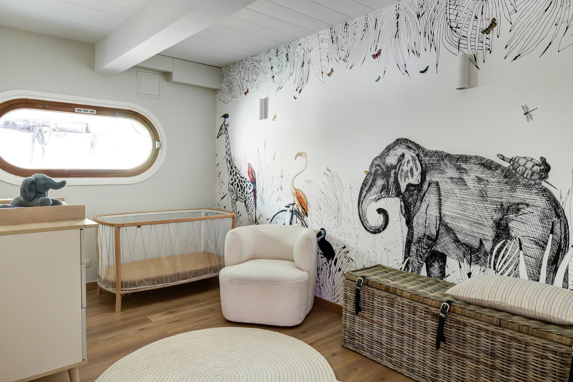 AXIOME Interior Design, architecte d'intérieur paris, chambre enfant, péniche, papier peint
