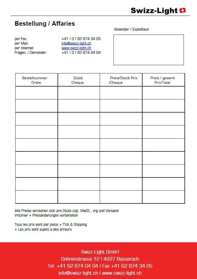 Bestellformular Bestellformular