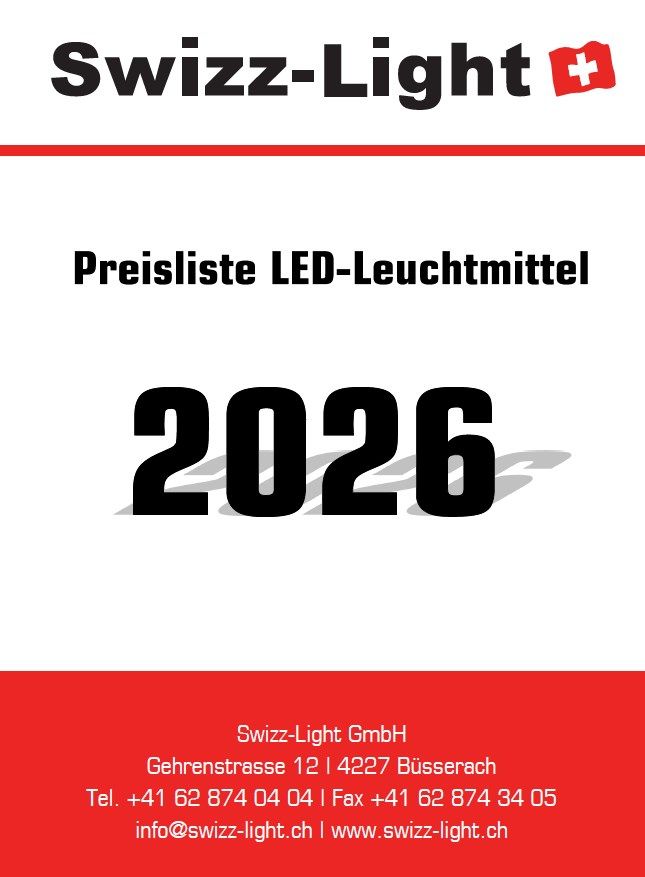 Swizz-Light Leuchtmittel Preisliste 2026 Swizz-Light Leuchtmittel Preisliste 2026, Lampen, Leuchten