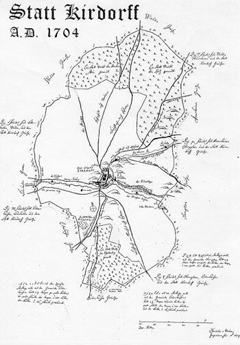 Historische Karte Stadtteil Kirtorf von 1704