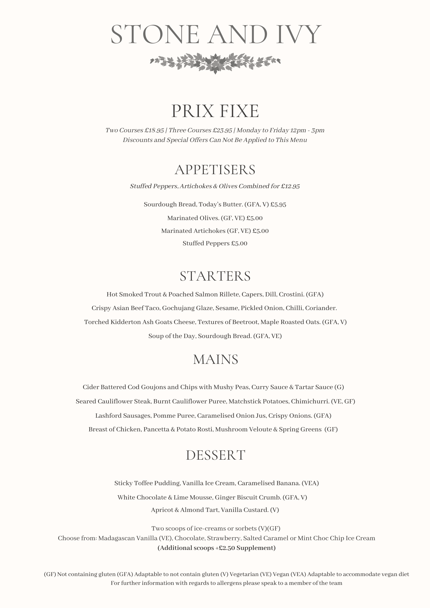 Stone & Ivy Restaurant near Nuneaton & Coventry, Warwickshire. British Cuisine.