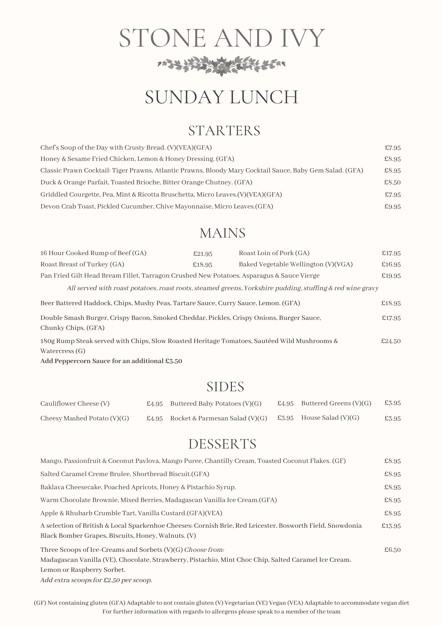 Stone & Ivy Restaurant near Nuneaton & Coventry, Warwickshire. British Cuisine. Sunday Lunch Warwickshire