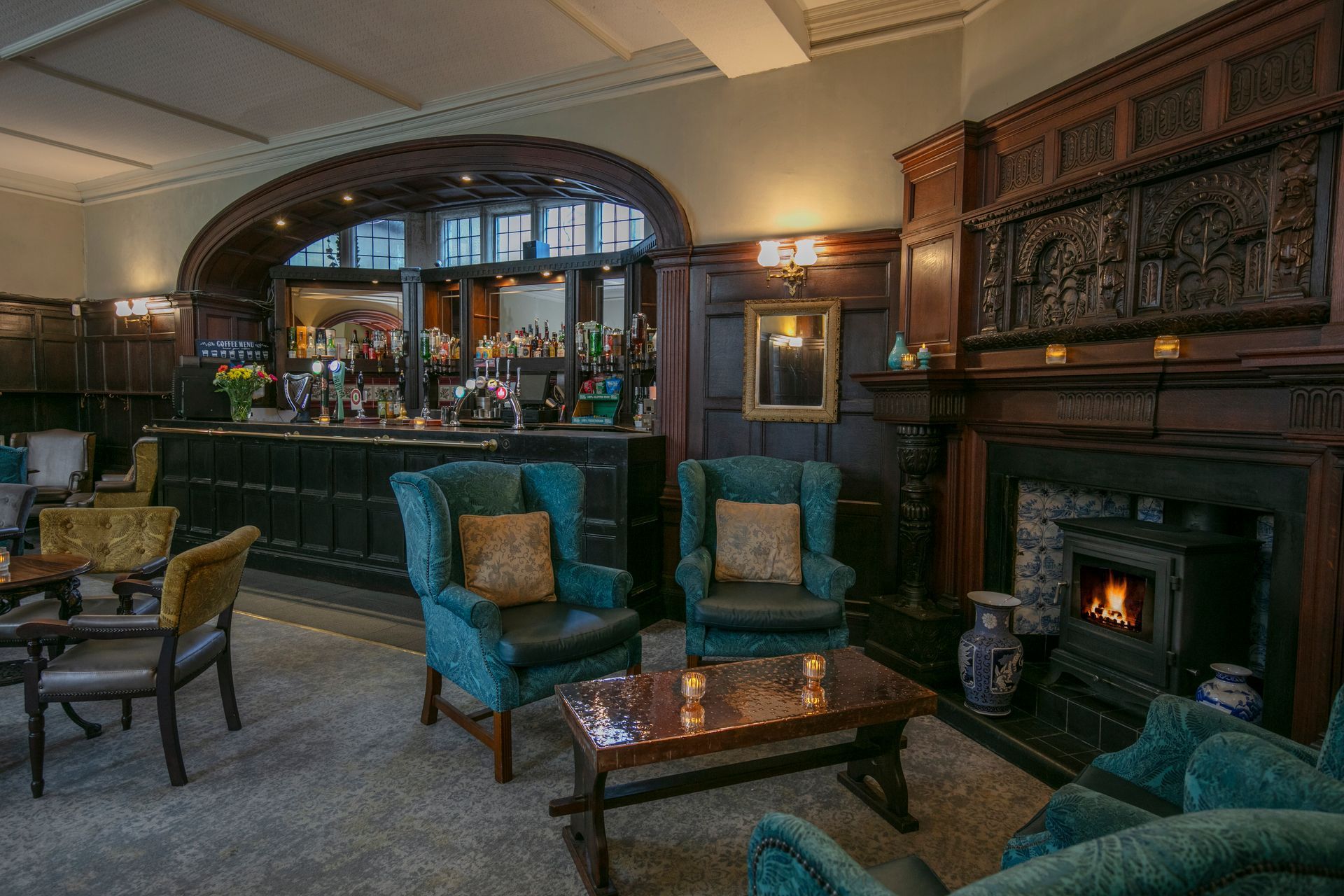 Newdegate Bar at Weston Hall Hotel, Bulkington, Warwickshire. A delightful country house hotel.
