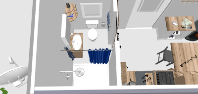 CAD, Draufsicht Bad und Küche