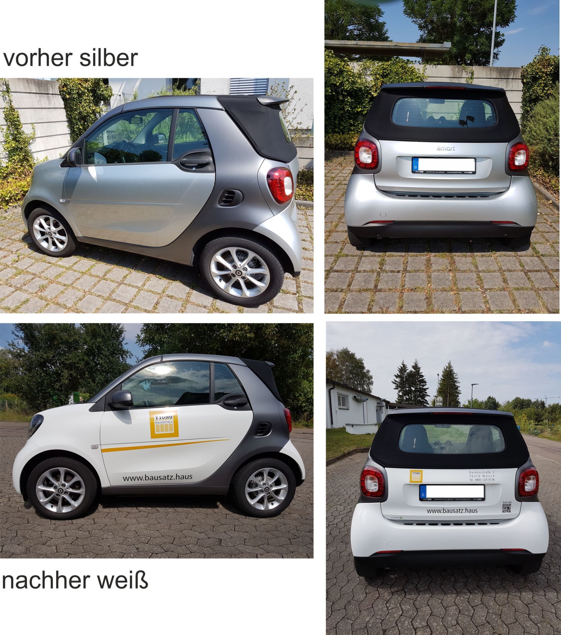 Fahrzeugbeschriftung für bausatzhaus, Folierung Smart in Malsch.