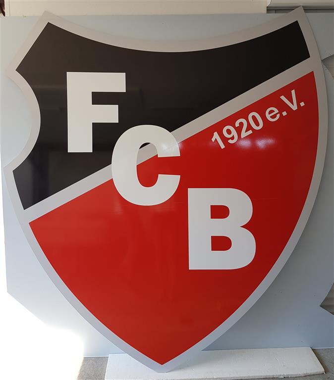 Fassadenschild in Sonderform für den Fussballclub in Busenbach
