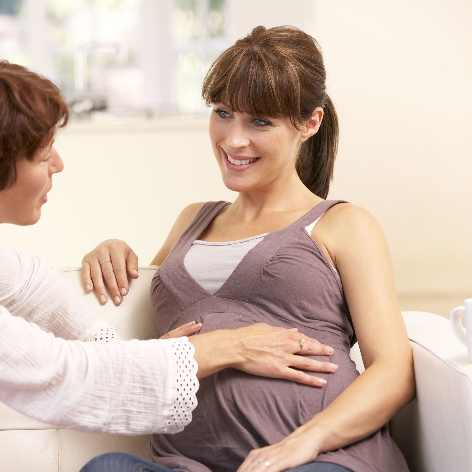 Midwife talking to pregnant client