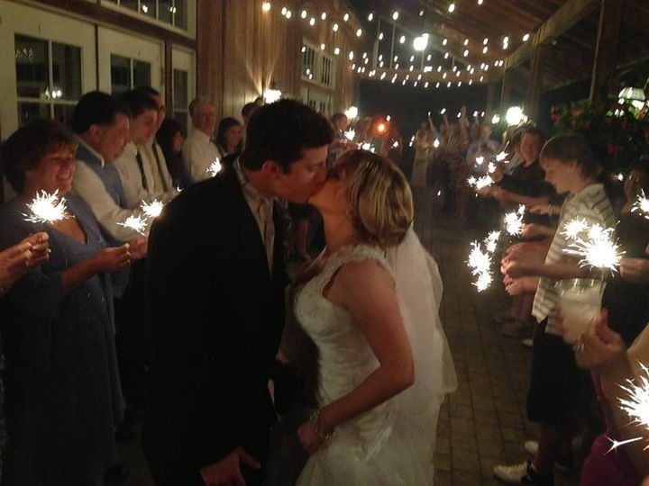 Bride and groom kissing