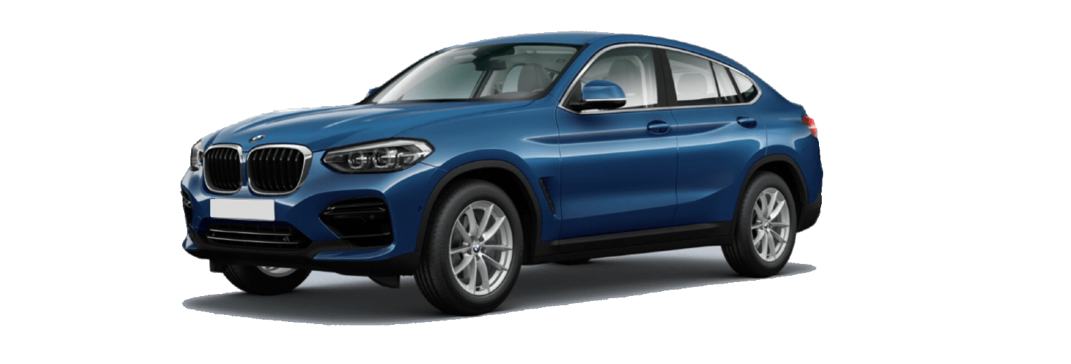 Configurator image of a BMW X4 finished in Blue