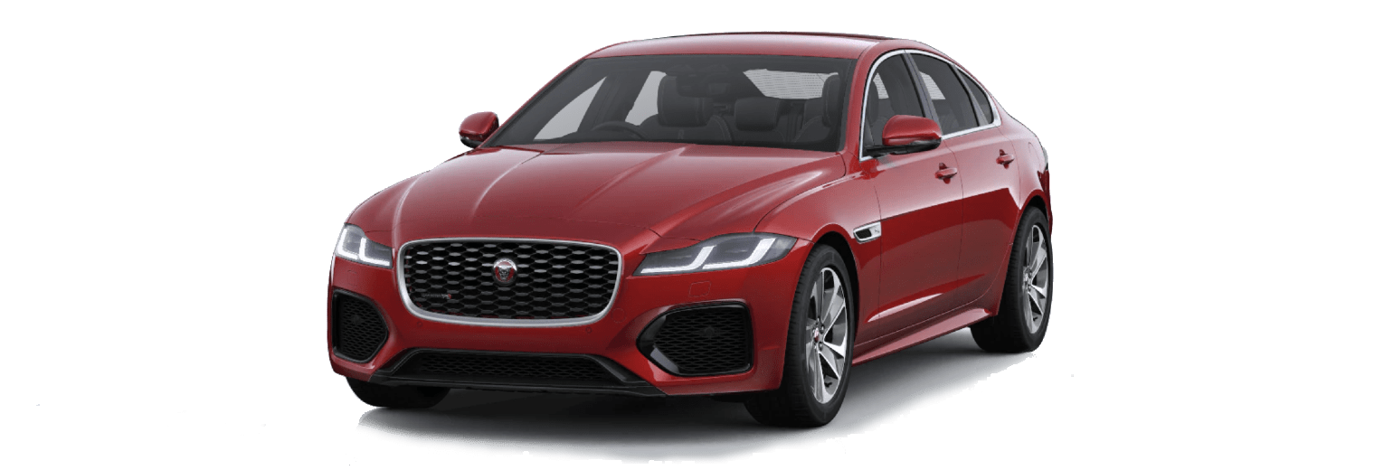Configurator image of a Jaguar XF finished in Red