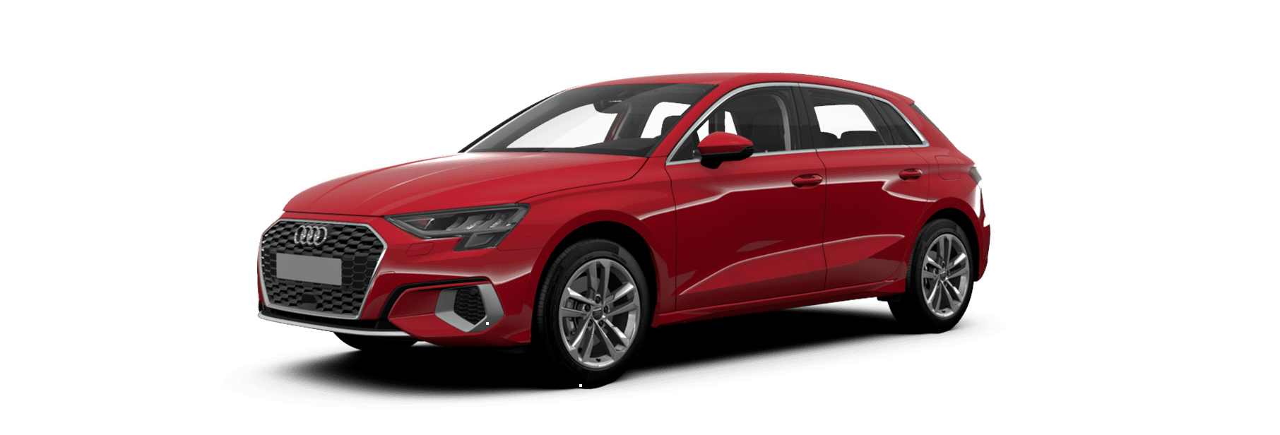 Configurator image of an Audi A3 finished in Red