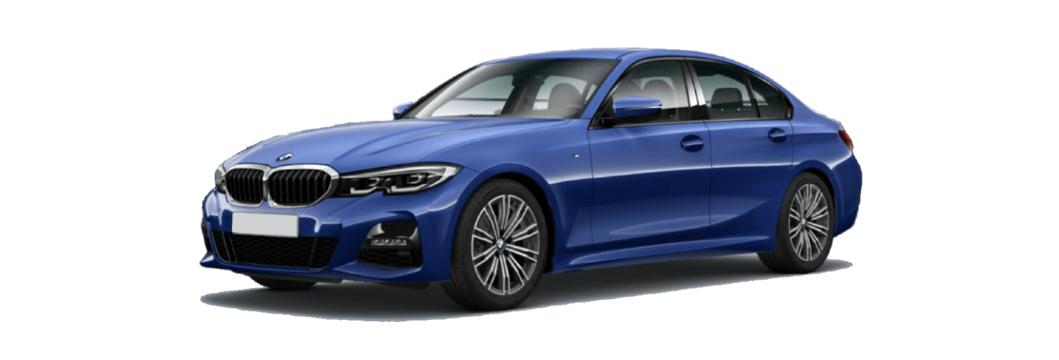 Configurator image of a BMW 3 Series finished in Blue