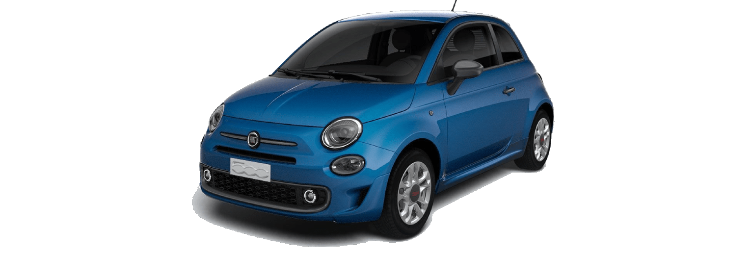 Configurator image of a Fiat 500 finished in Blue