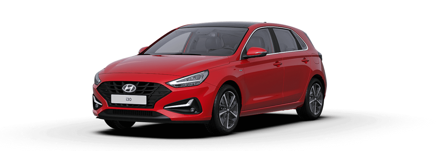 Configurator image of a Hyundai i30 finished in Red