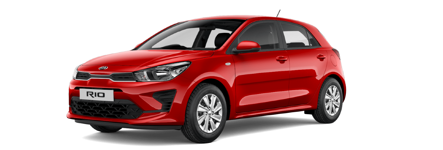 Configurator image of a Kia Rio finished in Red