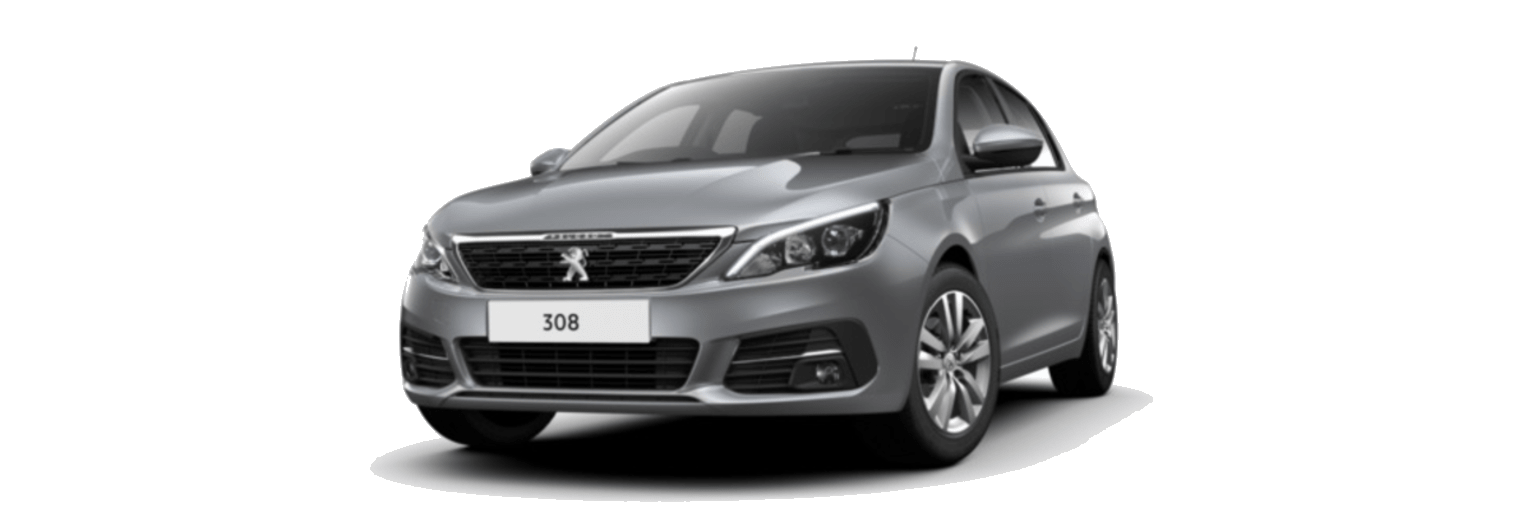 Configurator image of a Peugeot 308 finished in Grey
