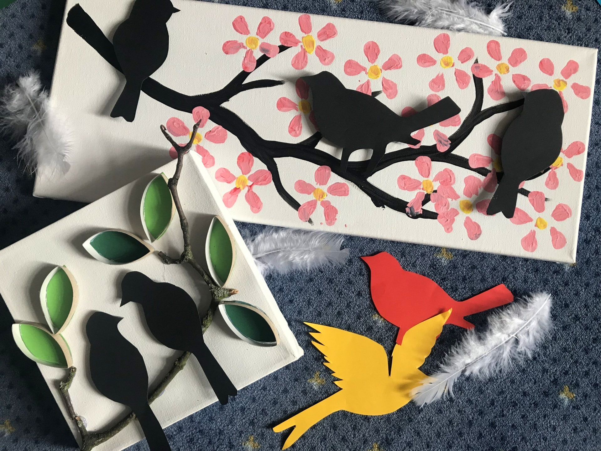 fambinis Nicole Brys basteln Vögel Frühling Kreativ Kunst querbeet Friedrichsdorf