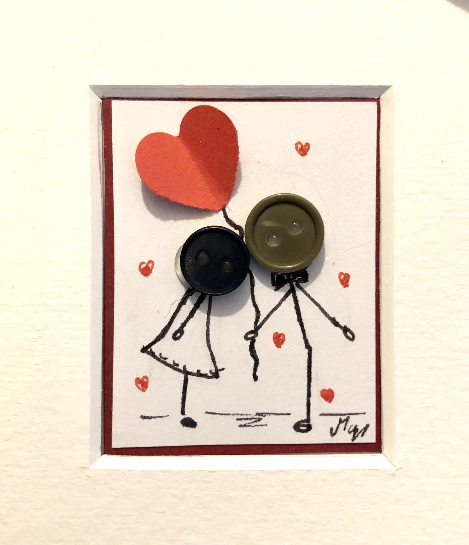 Künstlerpapier, Wir bleiben zusammen, Herzen, Collage