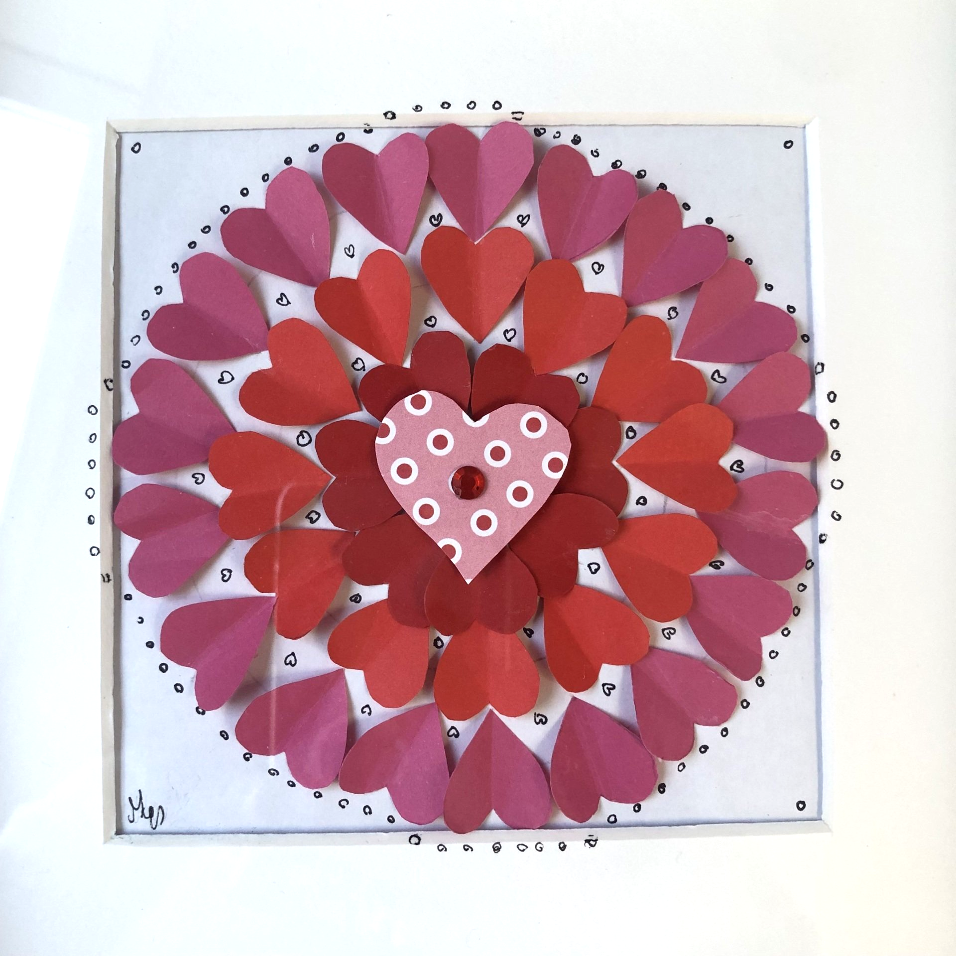 Love everywhere, Künstlerpapier, Herzen, Collage