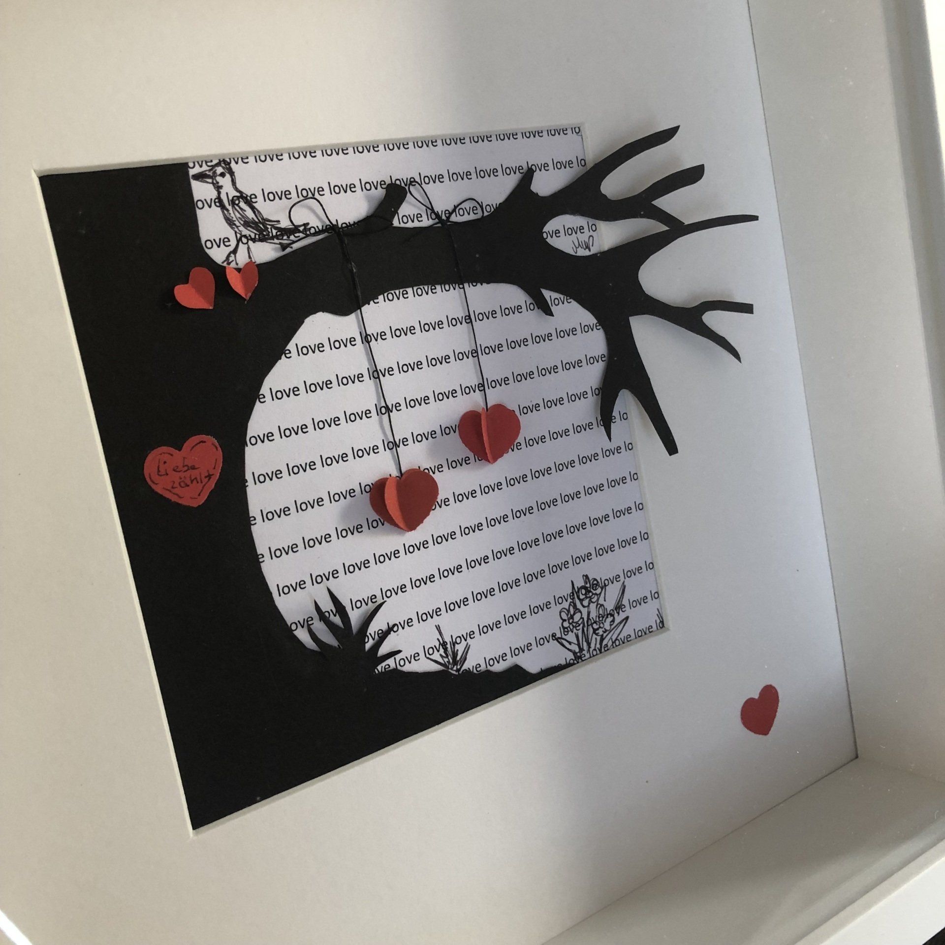 Lebe Liebe Lache, Künstlerpapier, Collage