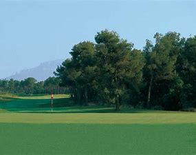 Real Club de Golf El Prat green and water feature Barcelona Spain golf resort