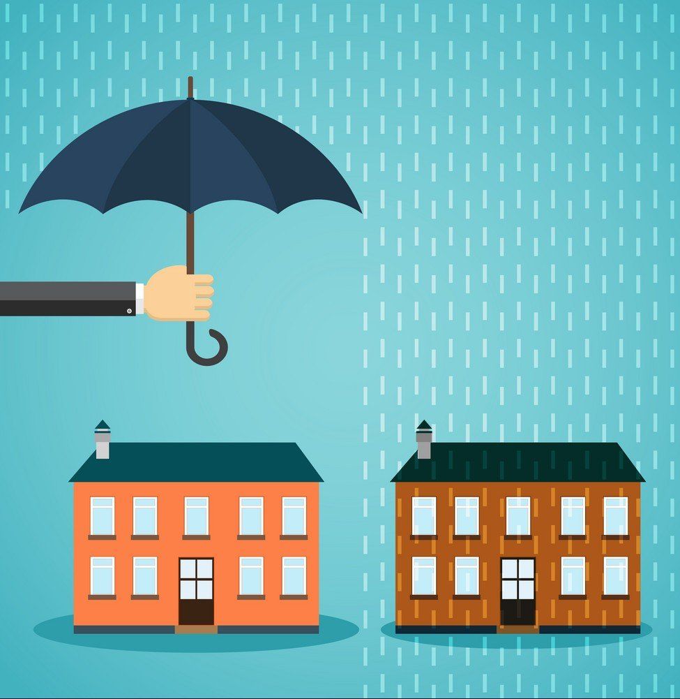 Umbrella over house roof