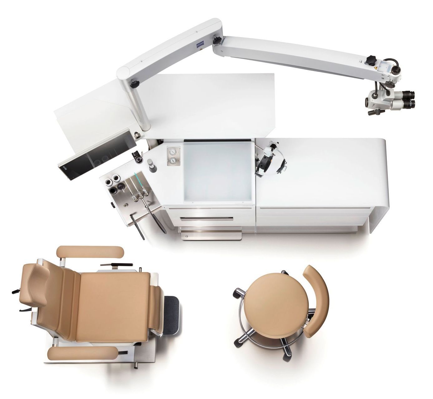 Topshot of an entire ENT workstation with BASIC PLUS office package, SIT 4 and BELMONT doctor's chair