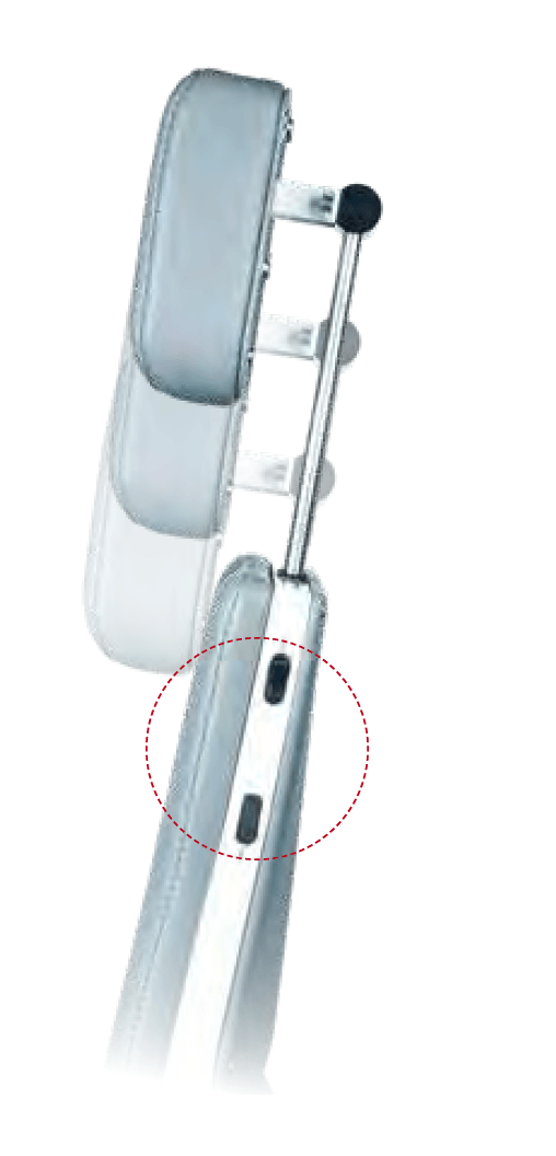 Basic headrest sideways, graphic representation of height adjustment