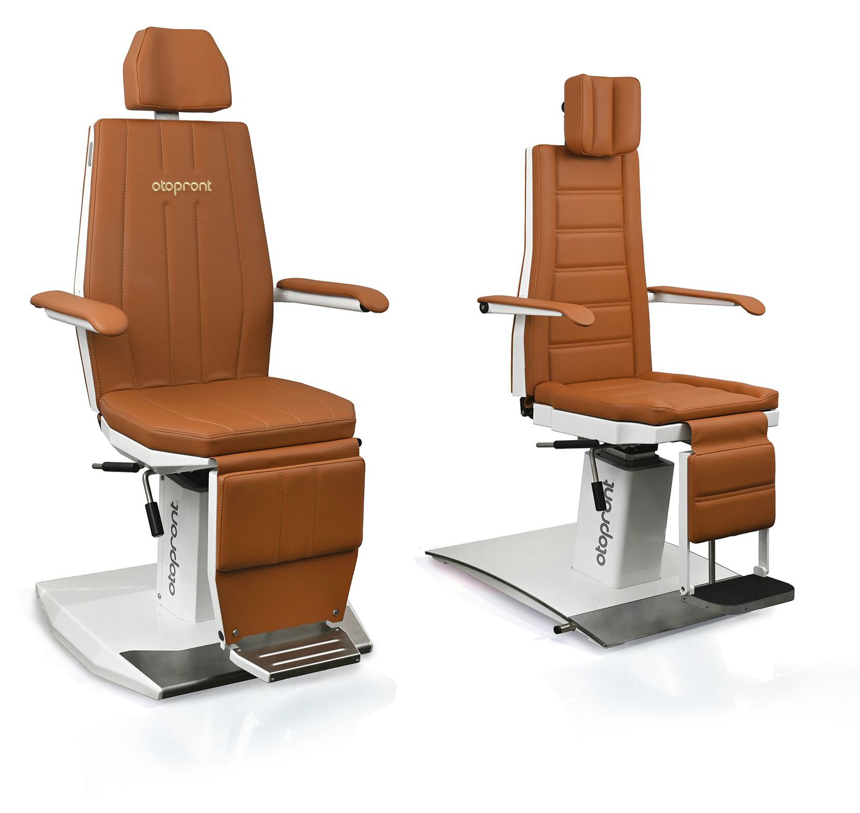 The SIT MAX one (left) introduces a larger, more supportive and comfortable chair to complement the Otopront classic SIT 4 line (right). Two design philosophies, both proudly crafted in Germany