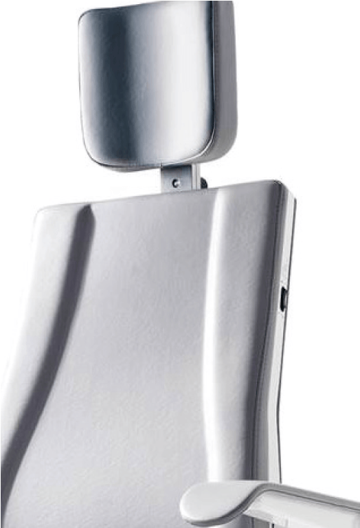 Detail cut-out smooth upholstery light gray cut-out upper part chair