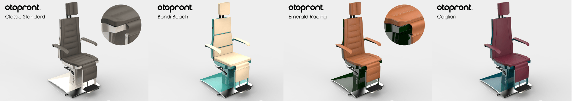 Rendering of the SIT 4 in four different color and upholstery variations