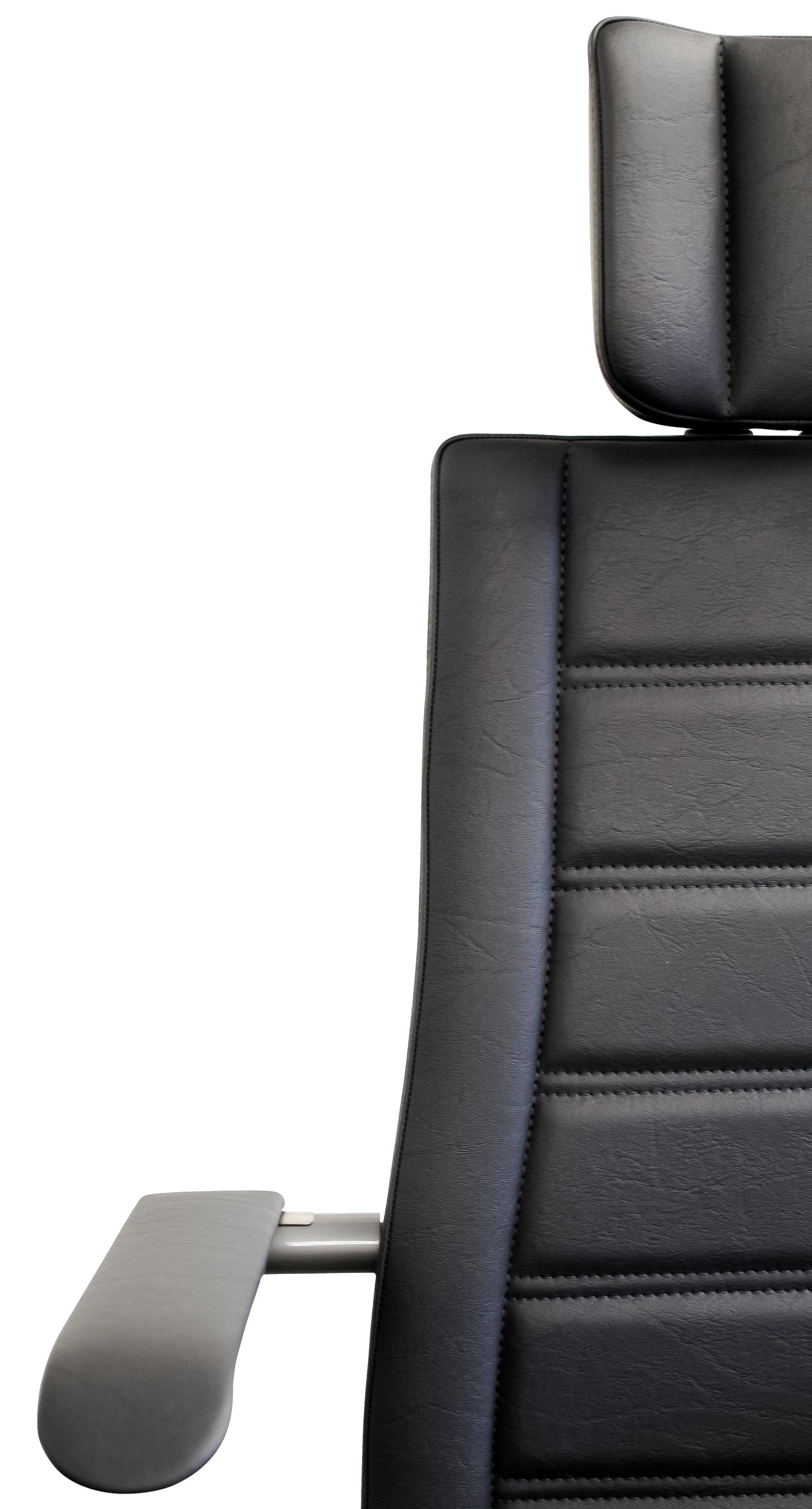 Detail cutout decorative stitching upholstery black cutout upper part chair half