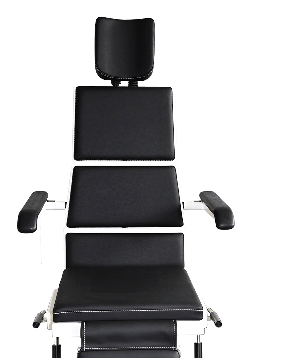 SIT 4 front view upper half of the chair, Soft Pad Cushion upholstery, black