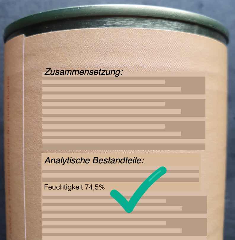 Feuchtegehalt bei Hundenassfutter? Das Bild zeigt den Feuchtegehalt bei Hundenassfutter?