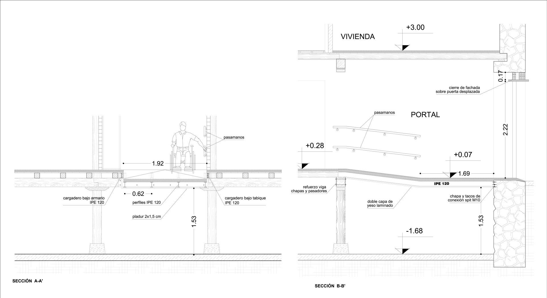 Proyecto de arquitectura para instalación de ascensor y reformas en el portal.