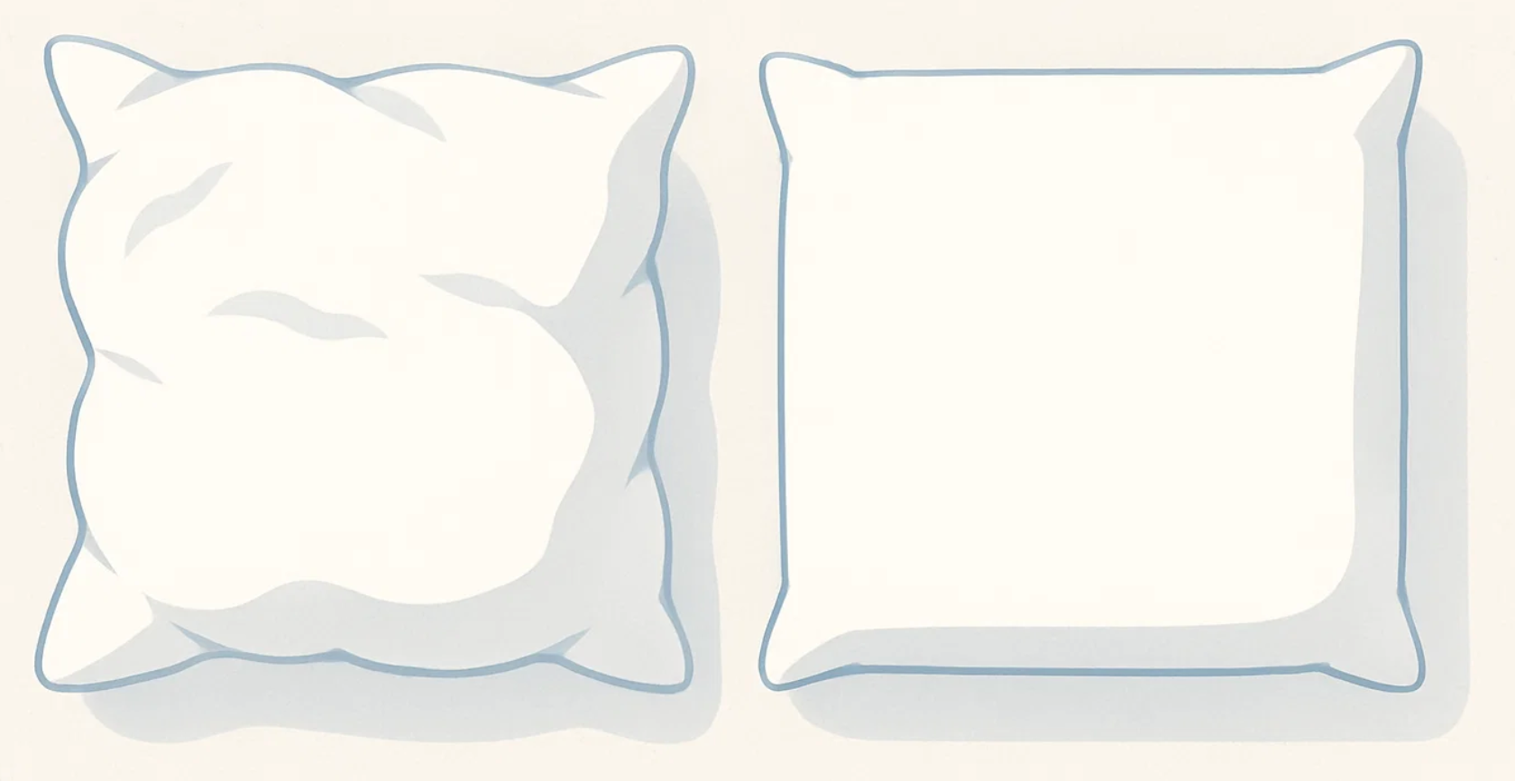 Links ungleichmäßige Schaumstoffflocken, rechts gleichmäßige Schaumstoff-Sticks von Viscote