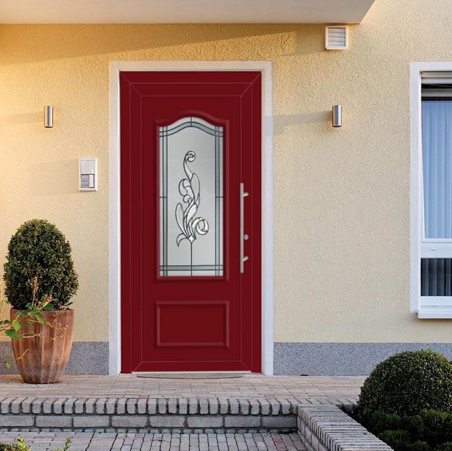 Haustür mit Sandstrahlglas