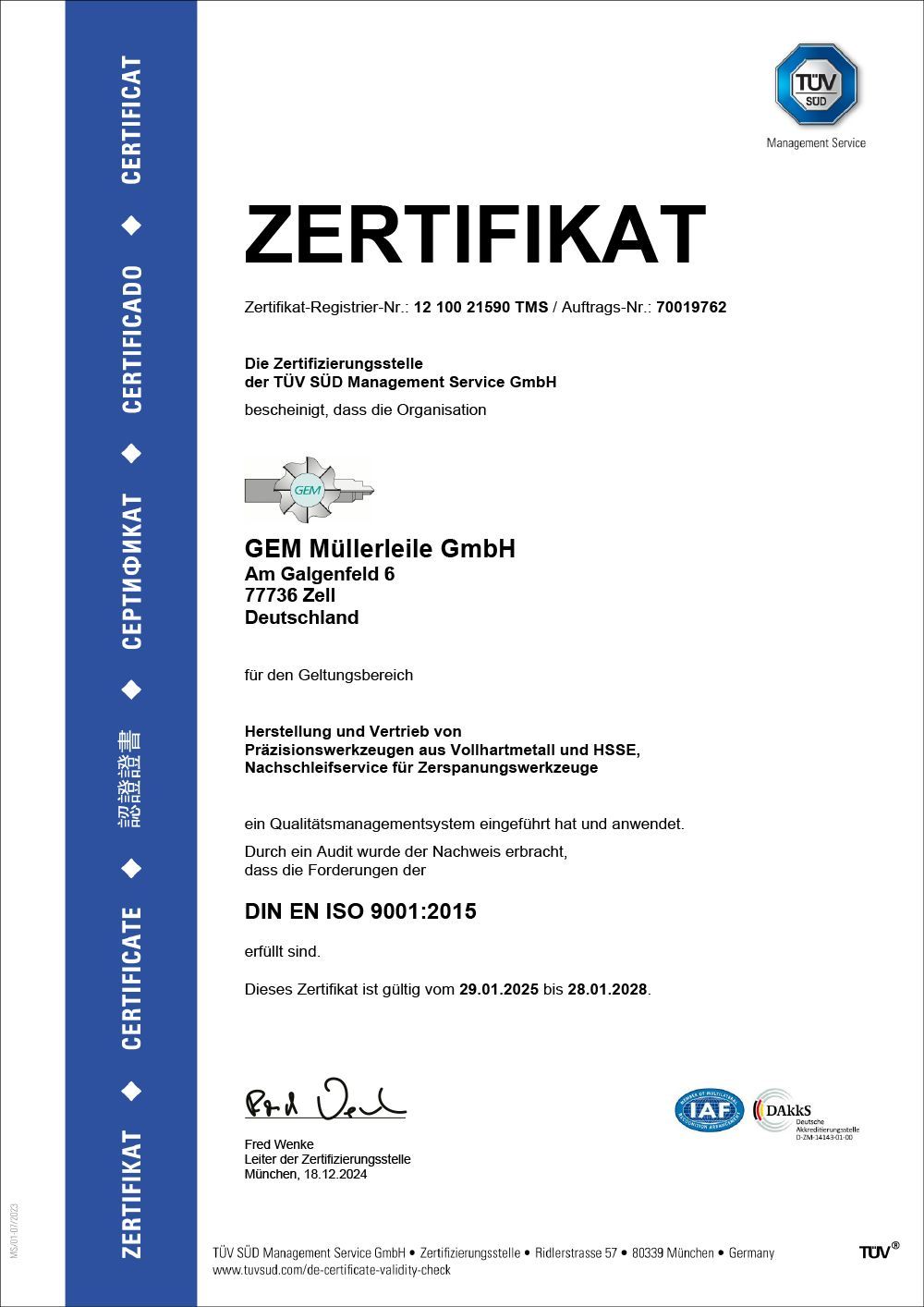 Zertifikat DE herunterladen
