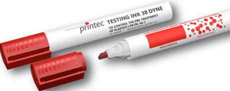 Redesigned Printec Dyne 38 corona test pens with improved ink flow for precise plastic surface testing