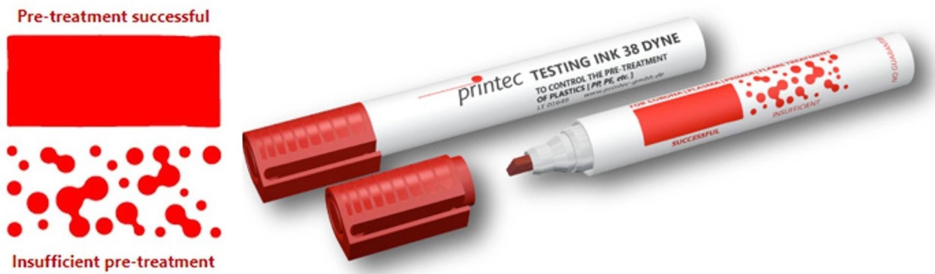dyne plastic test pens by Printec dyn pen for plastic surface testing in the converting industry
