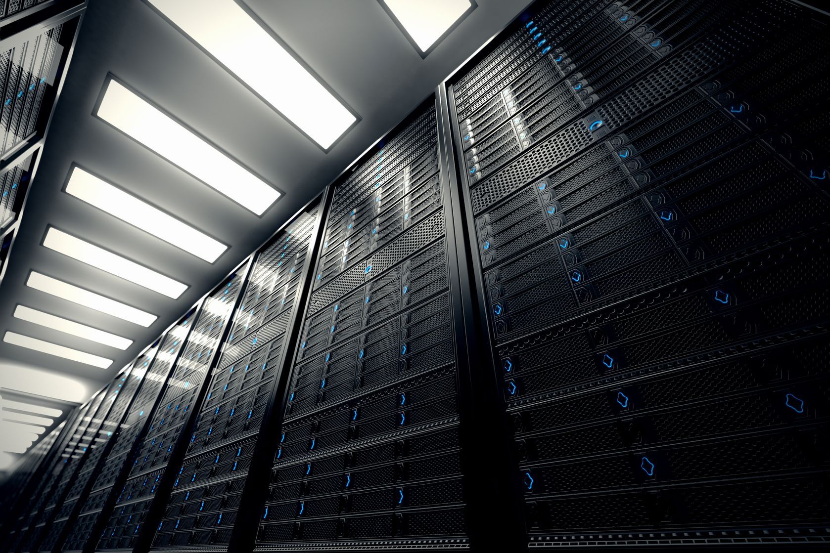 Photo of servers in a data center