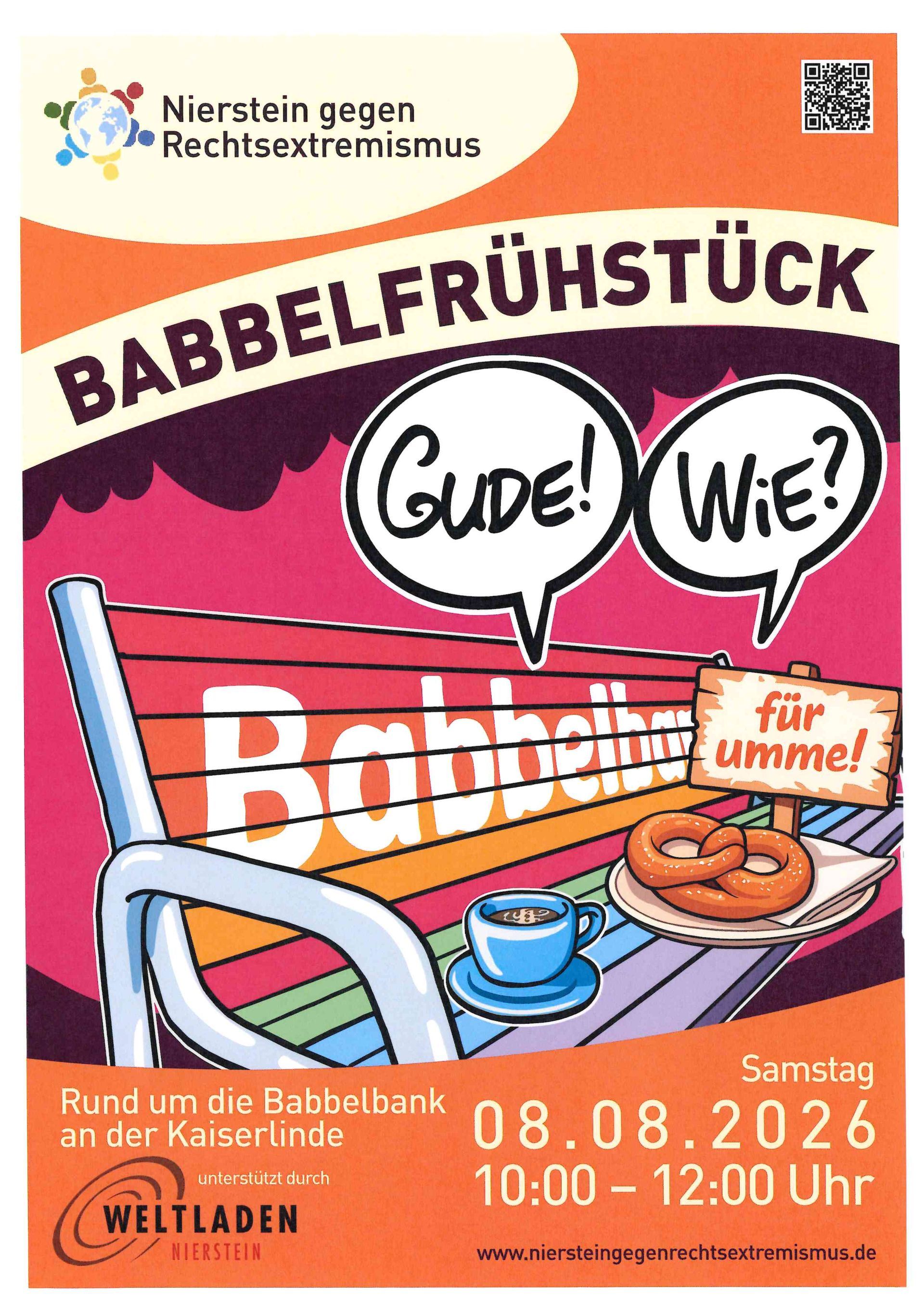 Plakat zur Ankündigung des Babbelfrühstücks