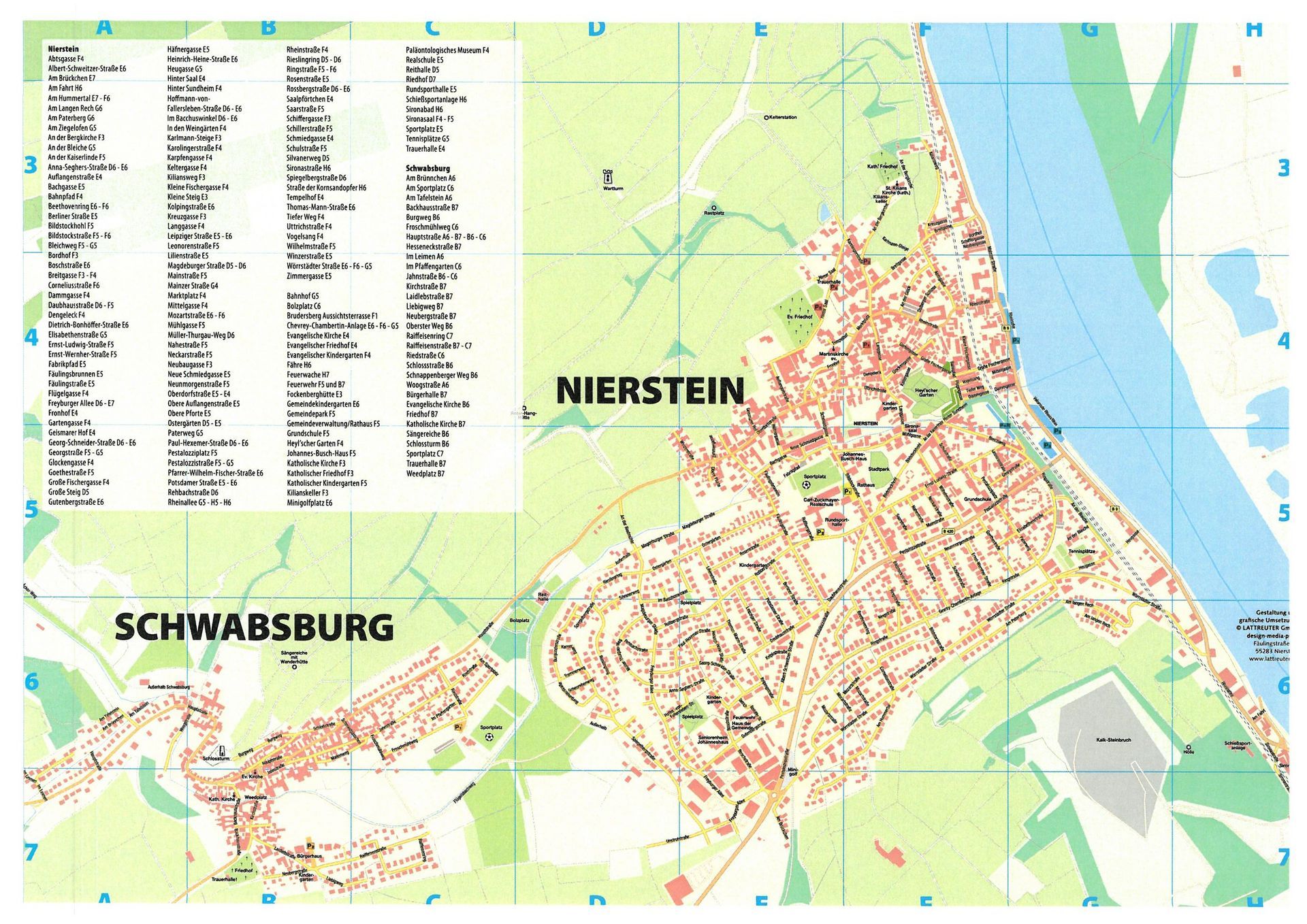 Karte von Nierstein mit Strassen Karte von Nierstein mit Strassen