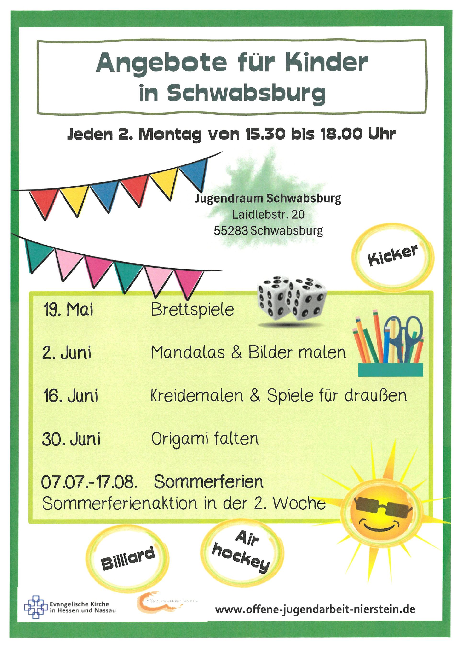 Plakat über Angebote im Jugendraum Schwabsburg Plakat über Angebote im Jugendraum Schwabsburg
