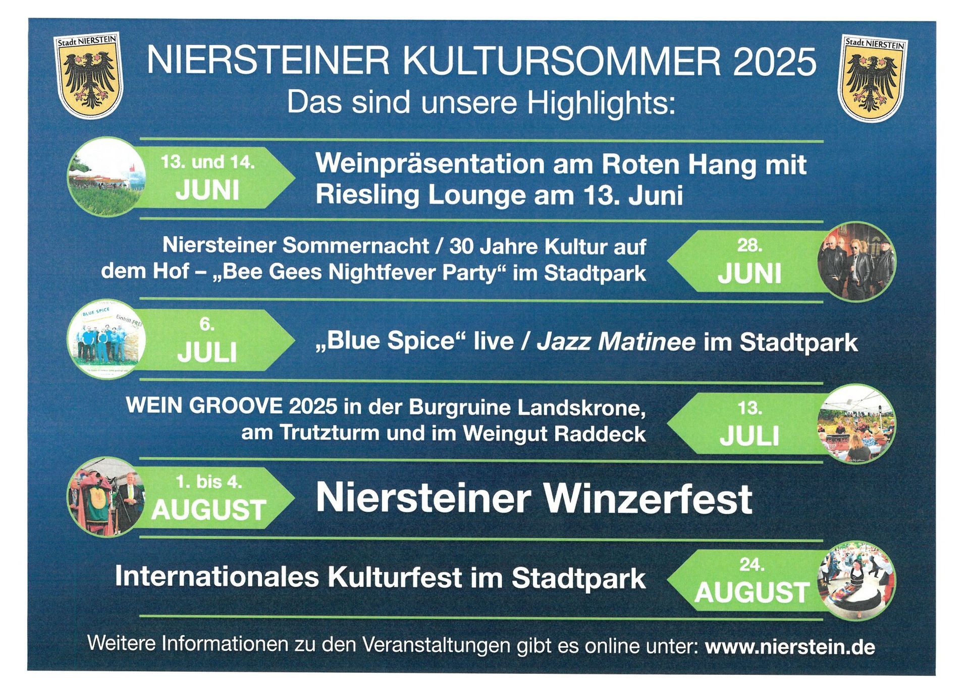 Das Plakat kündigt die Highlights des Niersteiner Kultursommers an Das Plakat kündigt die Highlights des Niersteiner Kultursommers an