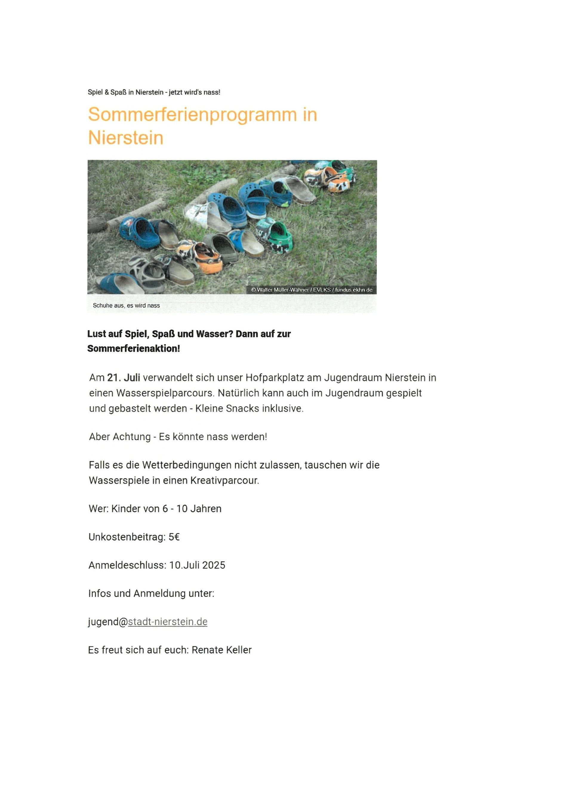 Sommerferienprogramm Nierstein Sommerferienprogramm Nierstein