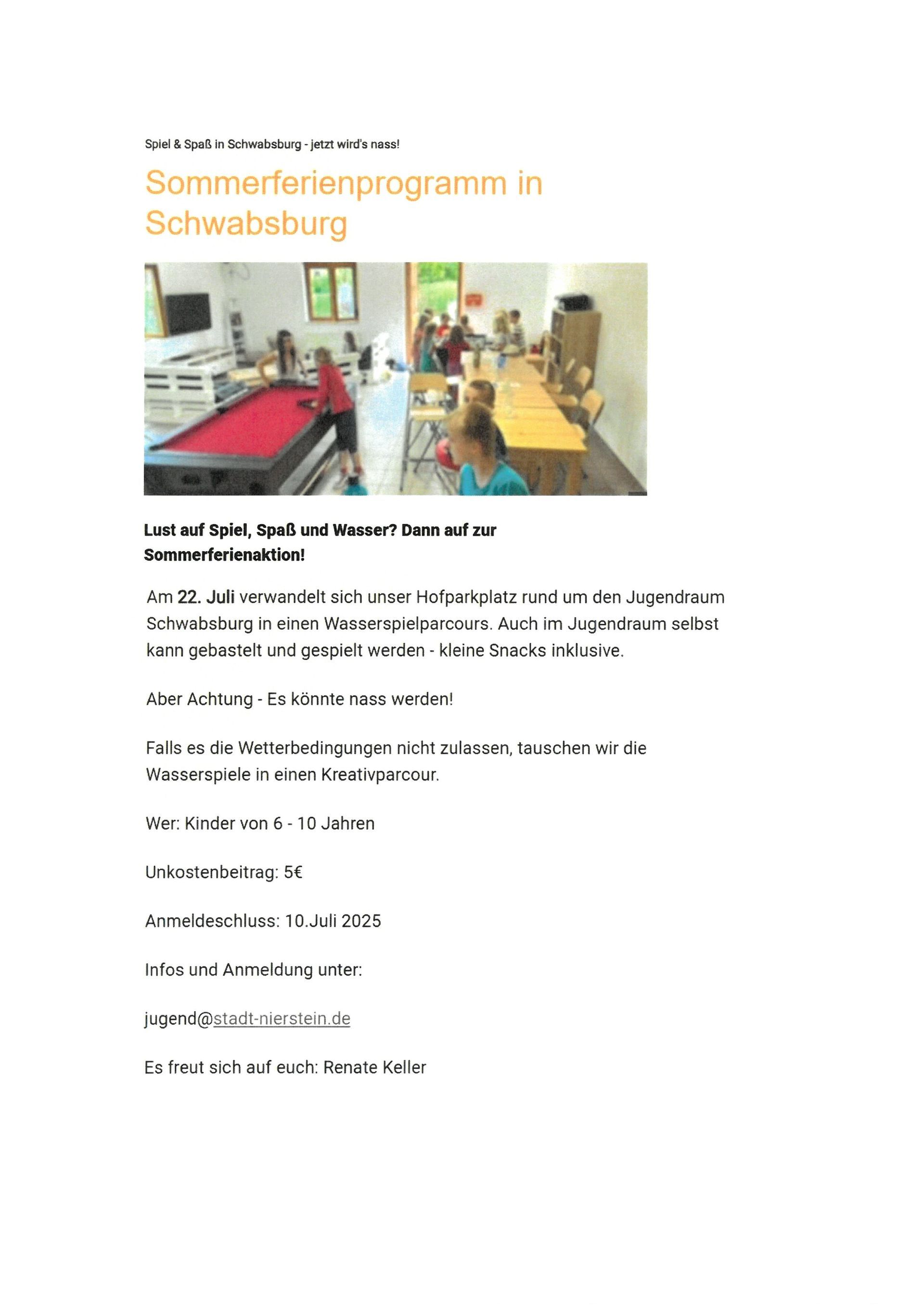 Sommerferienprogramm Schwabsburg Sommerferienprogramm Schwabsburg