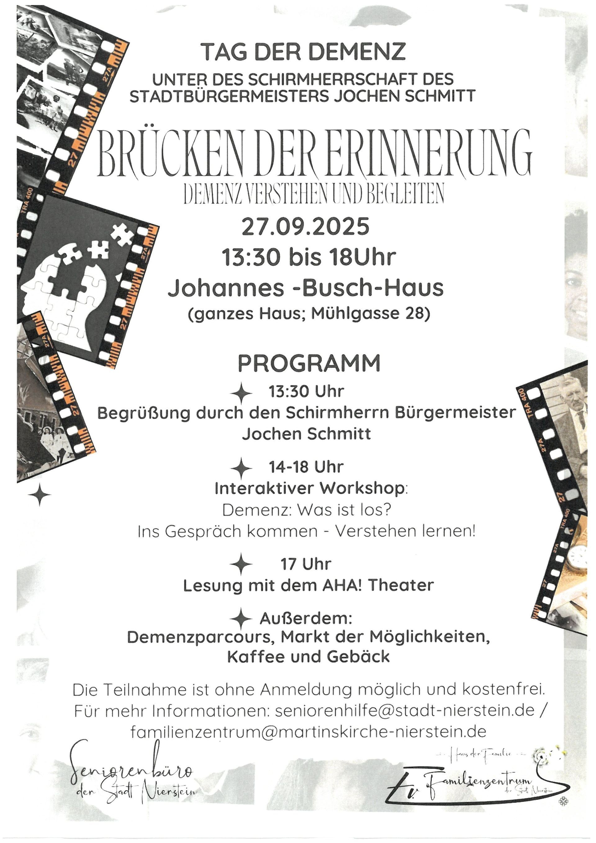Brücken der Erinnerung Plakat vom Tag der Demenz in Nierstein Brücken der Erinnerung Plakat vom Tag der Demenz in Nierstein